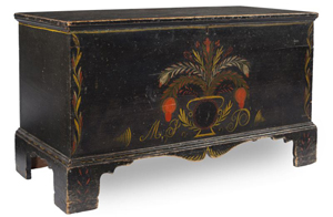 North Carolina paint-decorated blanket chest, 1840s: $80,500. Image courtesy of Leland Little Auction & Estate Sales Ltd.